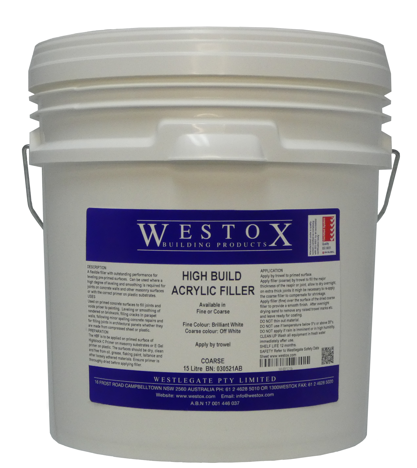 high build acrylic filler 15litre